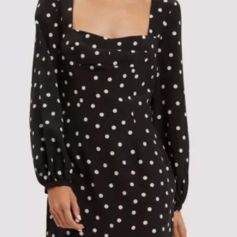 Intermix 100% Silk Long Sleeve April Polka Dot Dress XS $325 - Picture 3 of 14